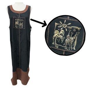 California Concepts Vintage Maxi Jumper Dress Size 6 Safari Giraffe Black Brown